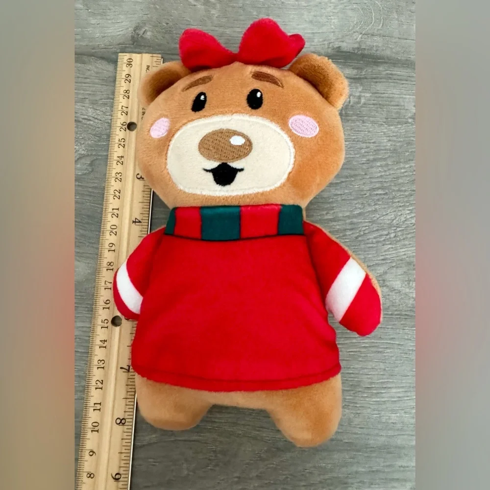 Merry Bright Fancy Holiday Bear Small Dog Toy Grunter Squeaker, Dog's Love Sound